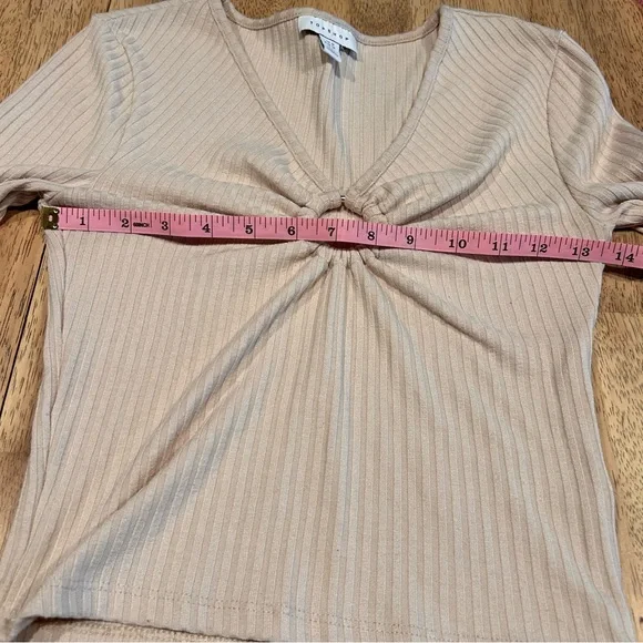 Topshop ribbed O-ring long sleeve crop top Size 6 - Picture 7 of 8